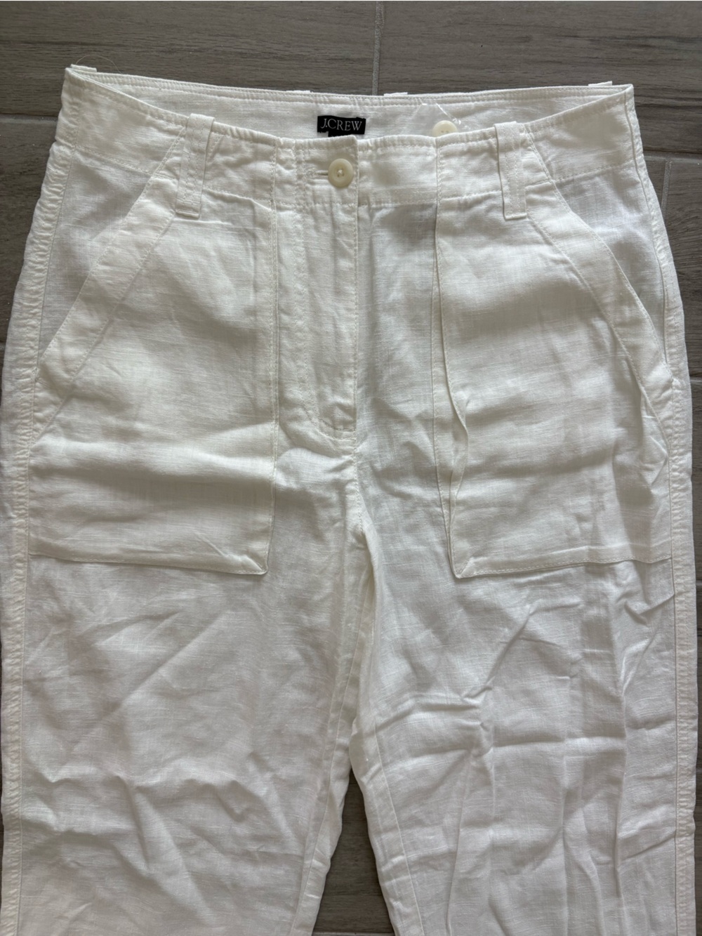 J. Crew NWT White Seaside Cargo Pant Linen Blend - Picture 3 of 5